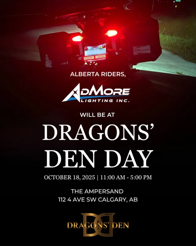 🐉 Big News, Calgary! 
Dragons’ Den Day is coming to town — and we’re thrilled to be part of it!
 
To commemorate 20 years of the show supporting Canadian entrepreneurship, Dragons’ Den is hitting the road and bringing the celebration to Calgary on October 18. And hey, AdMore Lighting just so happens to be turning 20 too! Coincidence? Maybe. A reason to celebrate? Definitely!
 
Come check out the pitcher marketplace and join the festivities:
📍 The Ampersand, 112 4 Ave SW
🗓 Saturday, October 18 | 11AM – 5PM

Admission is free with registration. Parking is available on-site for a special, discounted price of $5.
 
Stop by our booth:
• Check out our innovative safety lighting in action
• Special Dragons’ Den Day deals
• Chat about all things motorcycle lighting safety
• And to say hi to the AdMore team, fellow riders and meet the Dragons!

We’re proud to be Canadian-made, rider-approved, and still innovating two decades on. Come celebrate 20 years of AdMore Lighting with us at this one-of-a-kind marketplace event!

Get your free tickets now! Link in bio.

#DragonsDenDay #DragonsDen #CBCDragonsDen #AdMoreLighting #20YearsOfBrightIdeas #MadeInCanada #YYCEvents #RideBright #MotorcycleLife #BeSafeBeSeen #CanadianInnovation